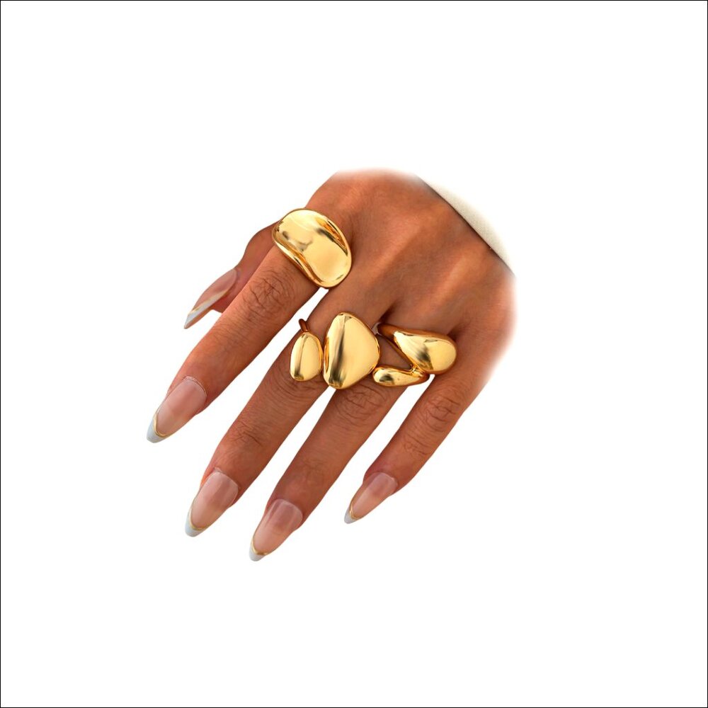 Chunky Stackable Dome Rings Set, Non-Tarnish Statement Jewelry